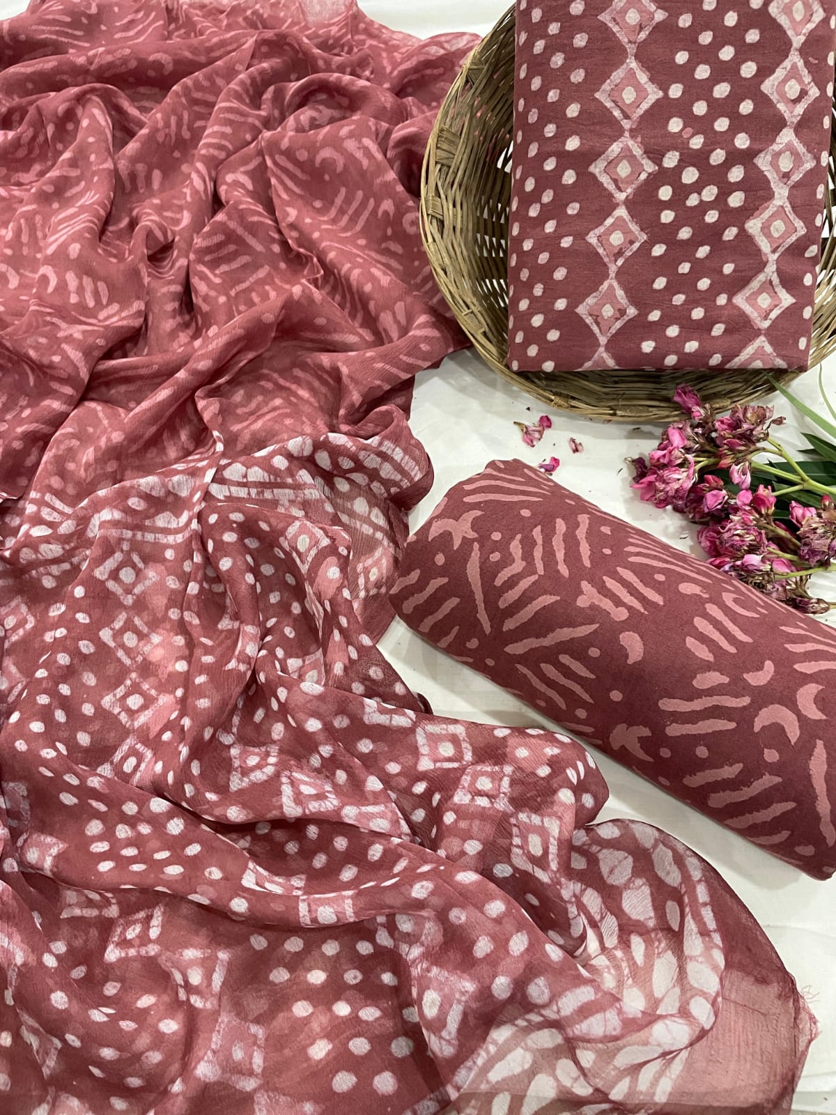 Pure Cotton Suits With Chiffon Dupatta