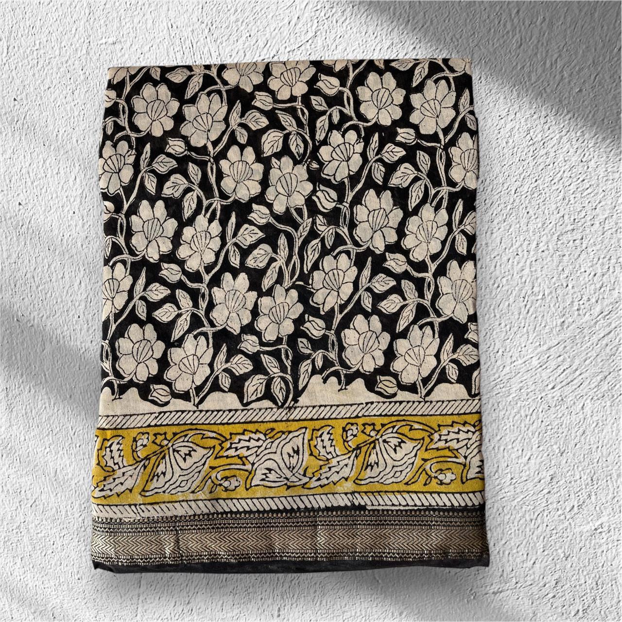 Hand Block Printed Maheshwari Saree