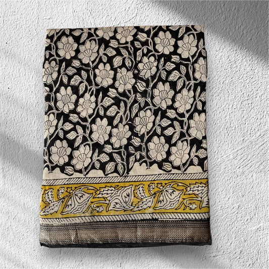 Hand Block Printed Maheshwari Saree