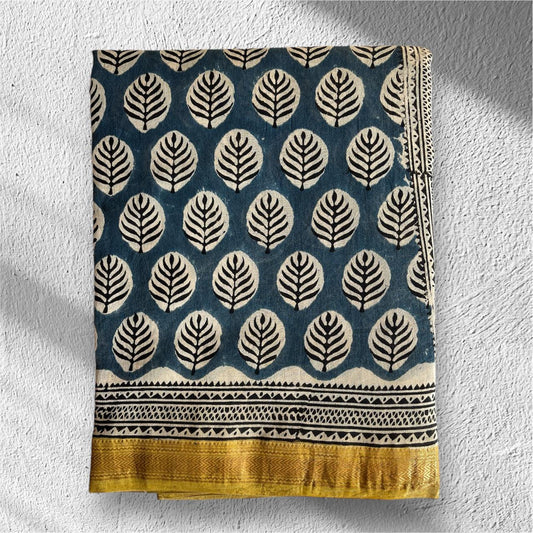 Hand Block Printed Maheshwari Saree