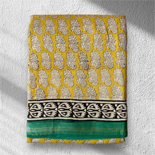 Hand Block Printed Maheshwari Saree