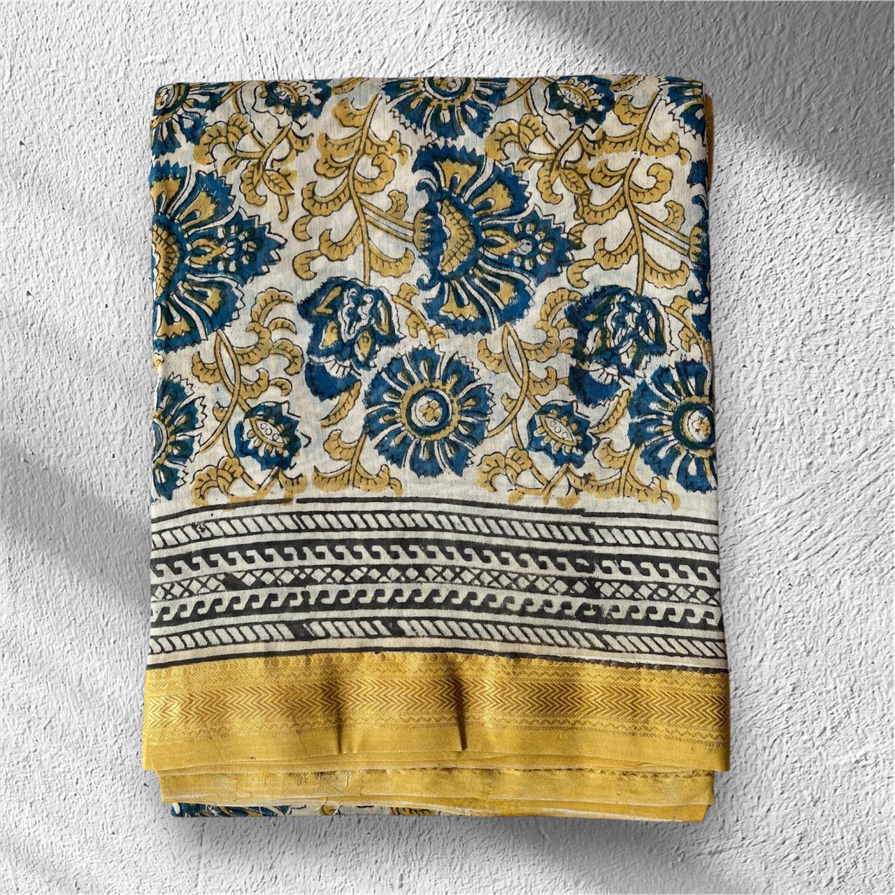 Hand Block Printed Maheshwari Saree