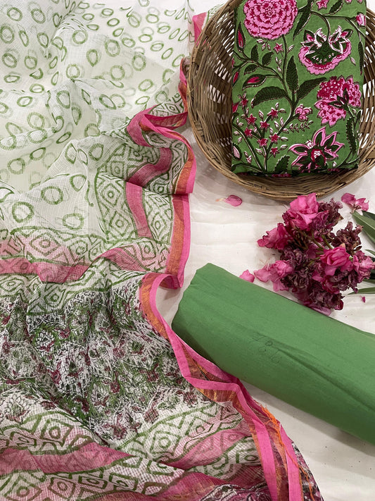 Pure Cotton Suit Set with Kota Dupatta