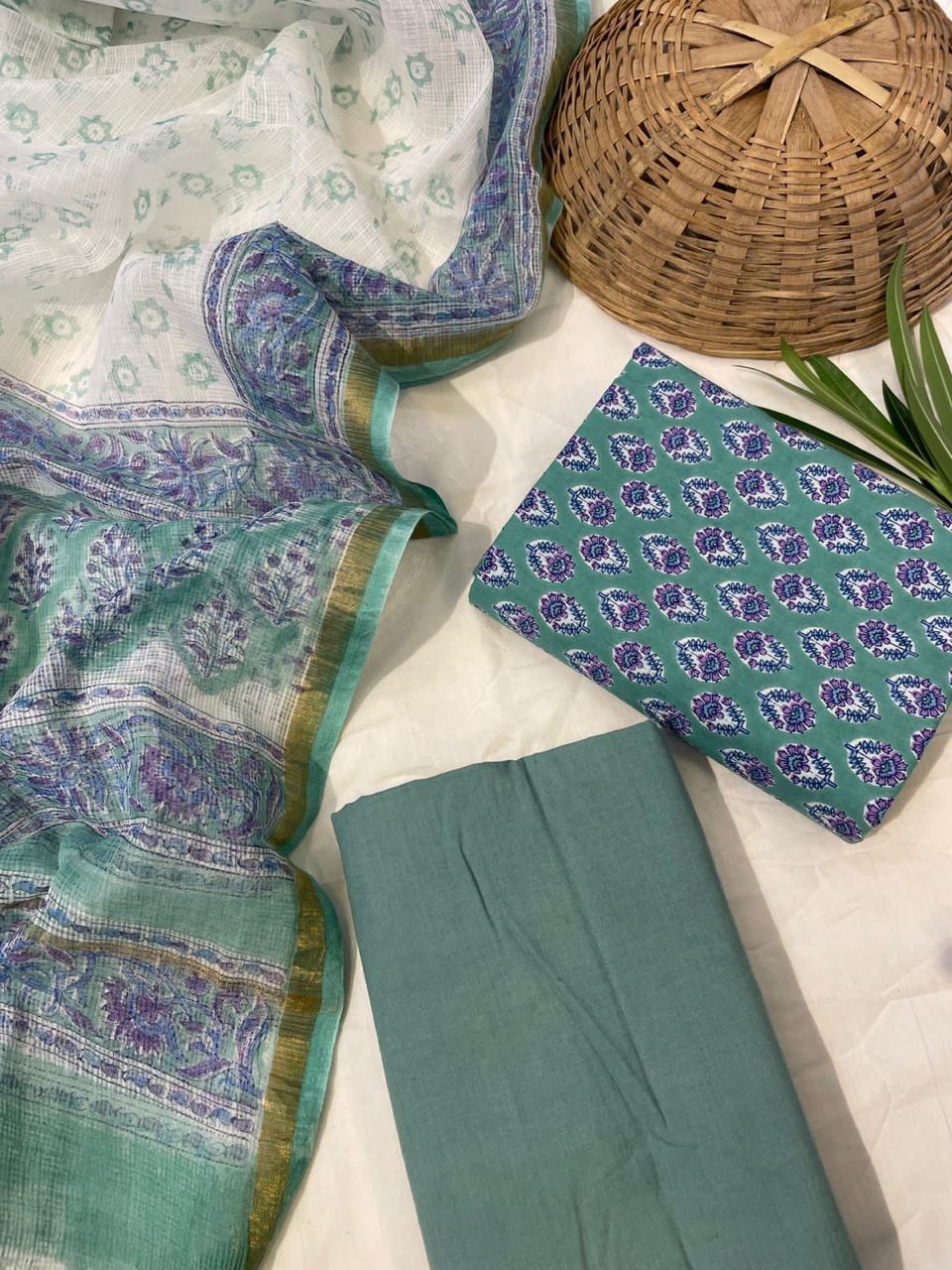 Pure Cotton Suit Set with Kota Dupatta