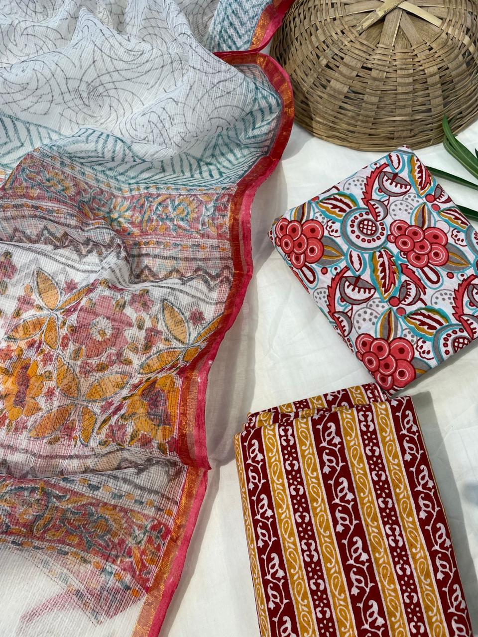 Pure Cotton Suit Set with Kota Dupatta
