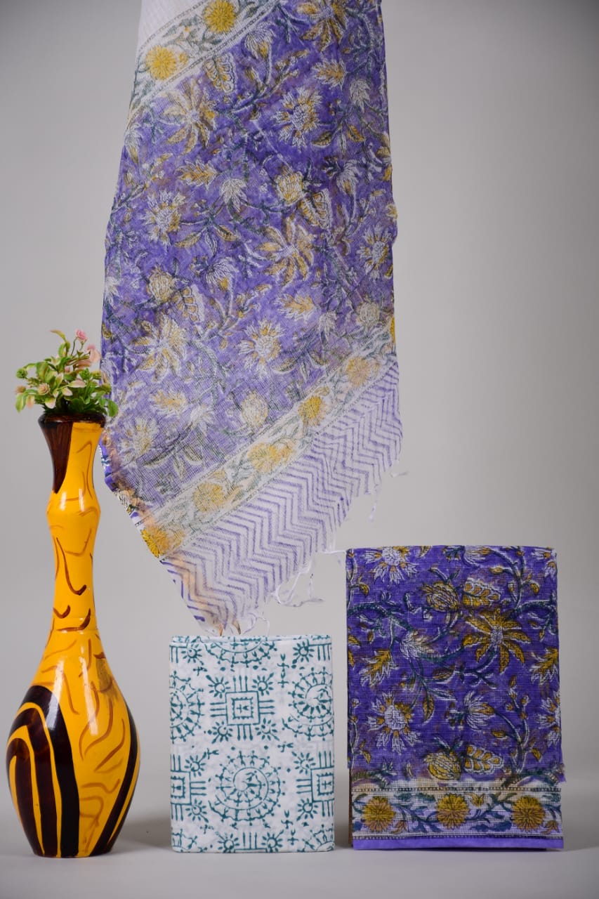 Hand Block Printed Kota Cotton Suit set